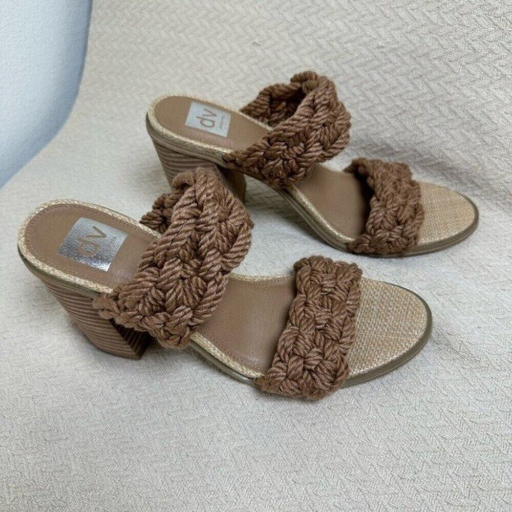 DV by Dolce Vita Roulette Toffee Brown Woven Block Heel Sandals Women’s 10 - Picture 5 of 12